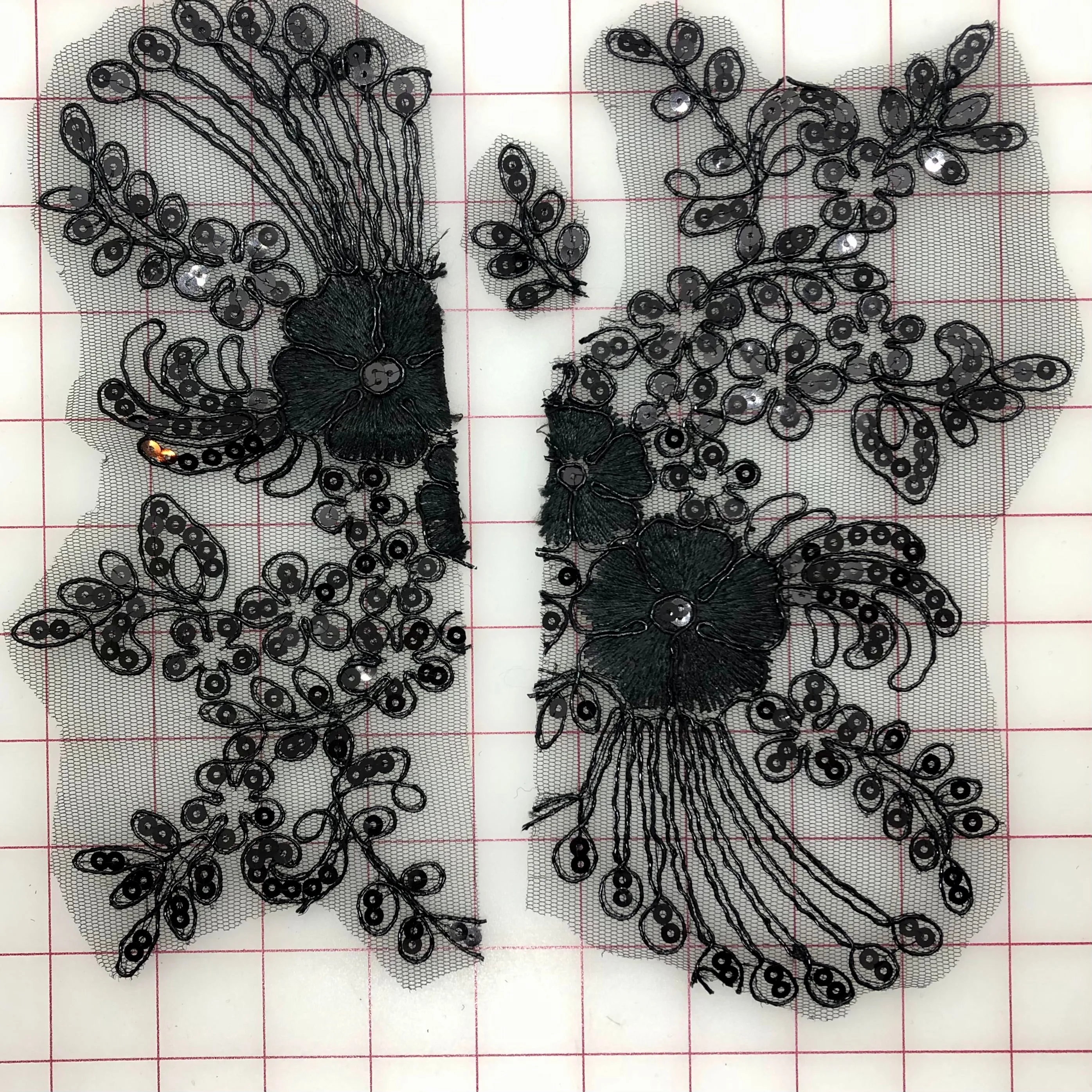 Applique - Sequined Lace Motif Pieces Black Close-Out