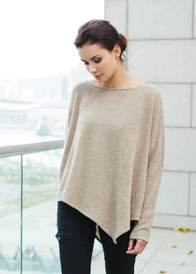 Asymmetric Cashmere Poncho