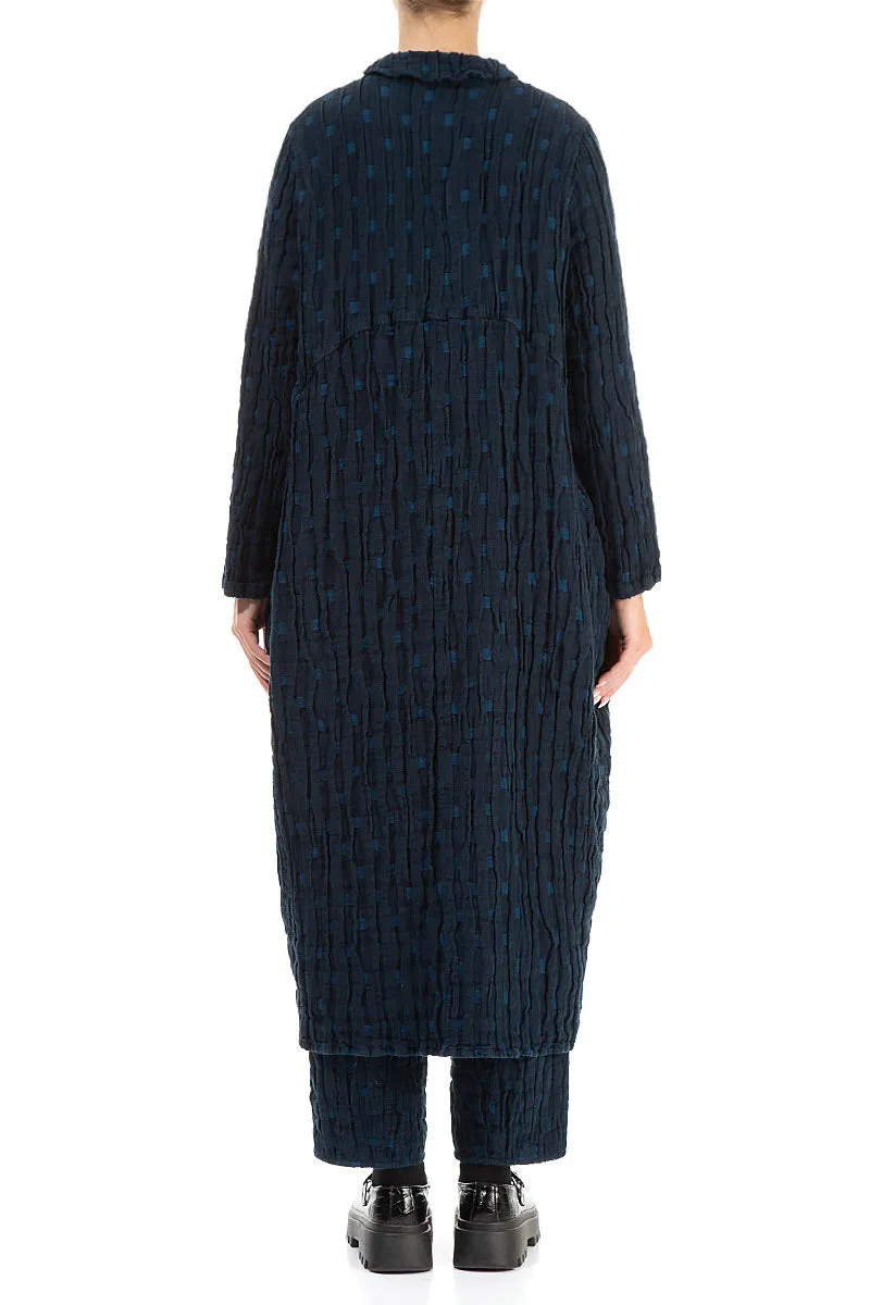 Balloon Navy Textured Linen Jacket Dress