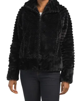 BERNARDO Textured Faux Fur Jacket