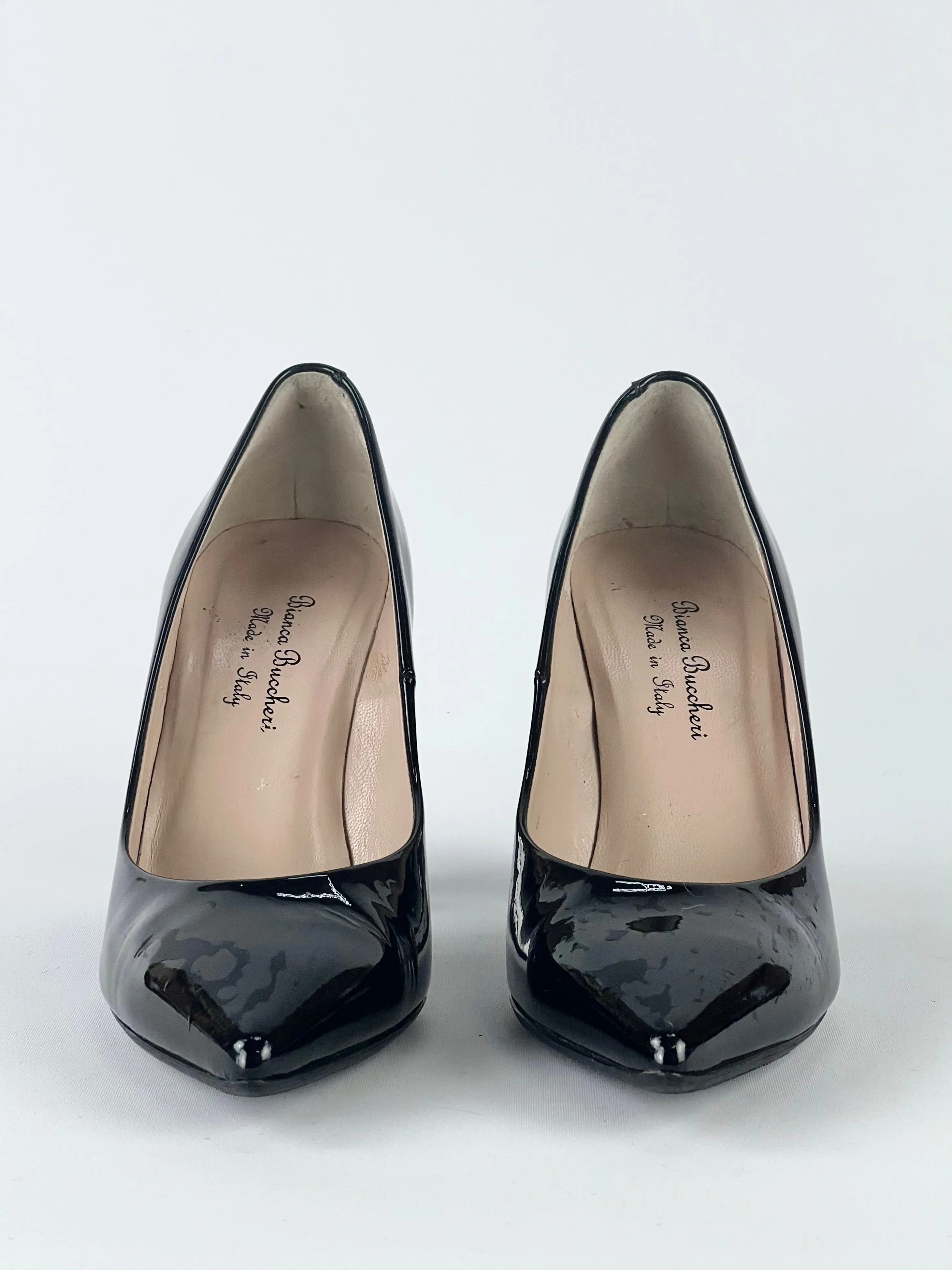 Bianca Buccheri 'Matera' Patent Leather & Silver Pumps - EU39