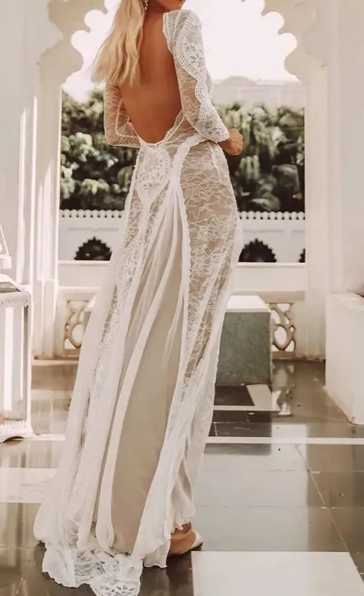 Boho Chiffon/Lace Wedding Gown All Sizes/Colors