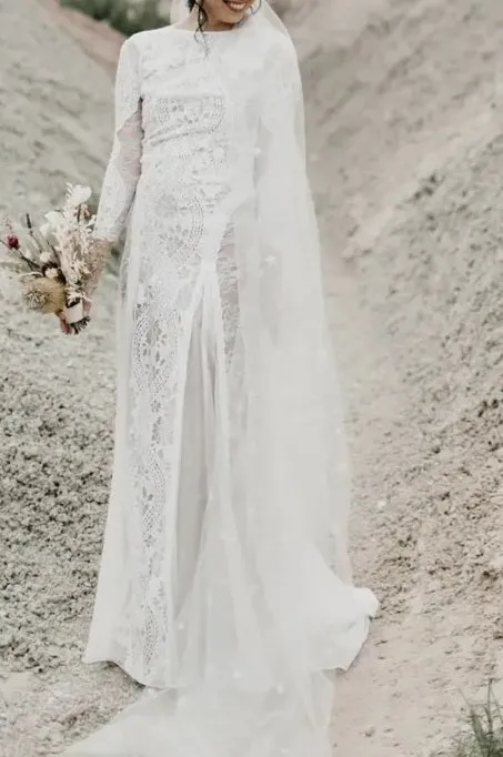 Boho Chiffon/Lace Wedding Gown All Sizes/Colors