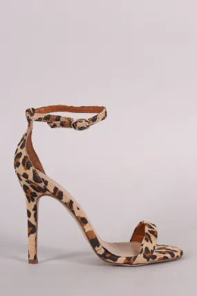 Breckelle Leopard Thin Ankle Strap Stiletto Heel