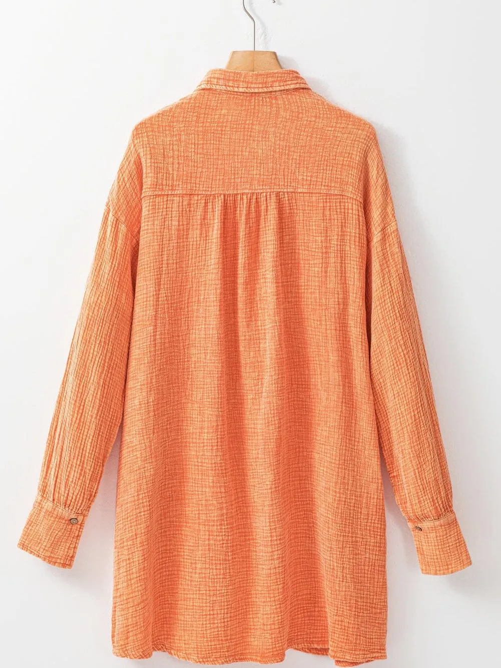 Burnt Orange Gauze Shirt Dress