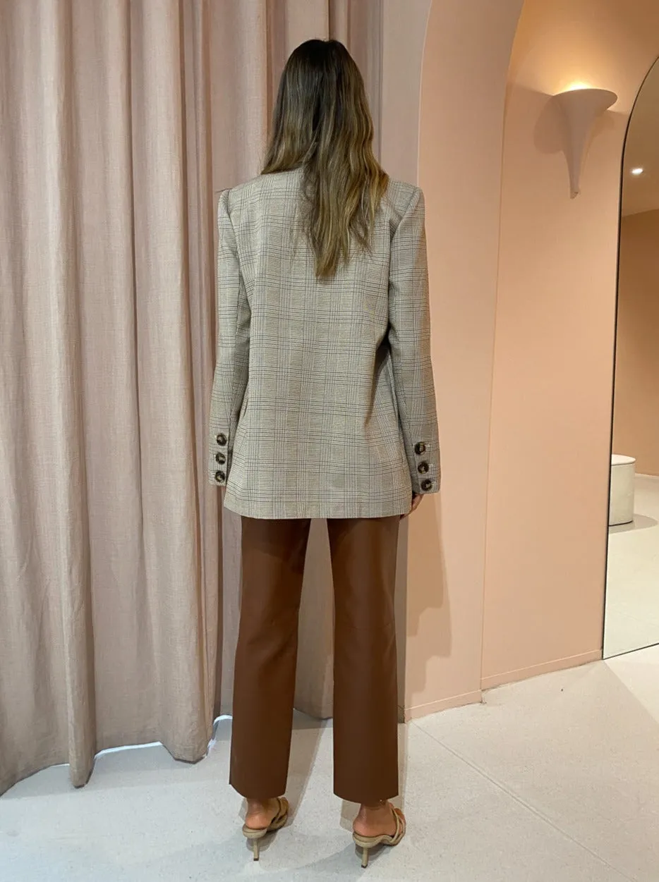 By Nicola Dionne Oversized Blazer in Chocolate Houndstooth