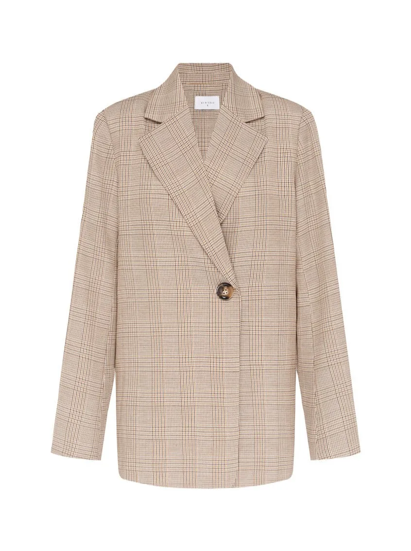 By Nicola Dionne Oversized Blazer in Chocolate Houndstooth