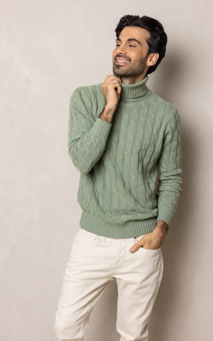 Cable Turtleneck | khaki