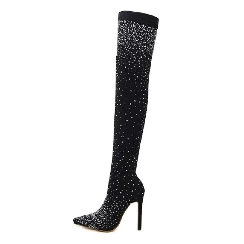 Crystal Socks Knee Boots