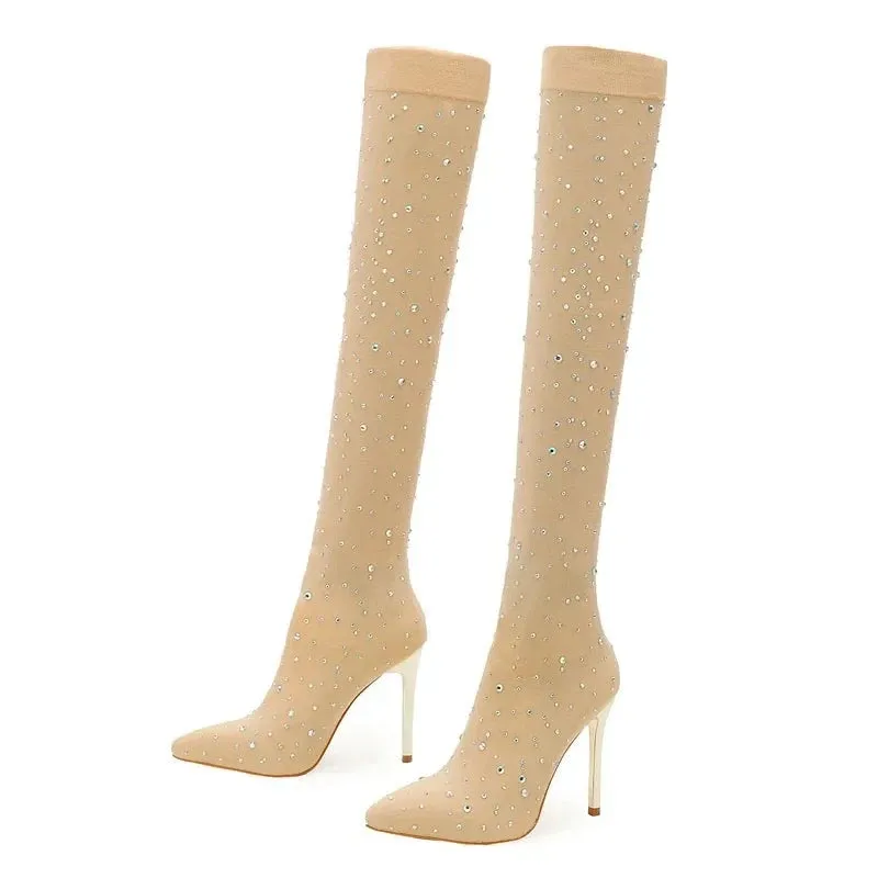 Crystal Socks Knee Boots