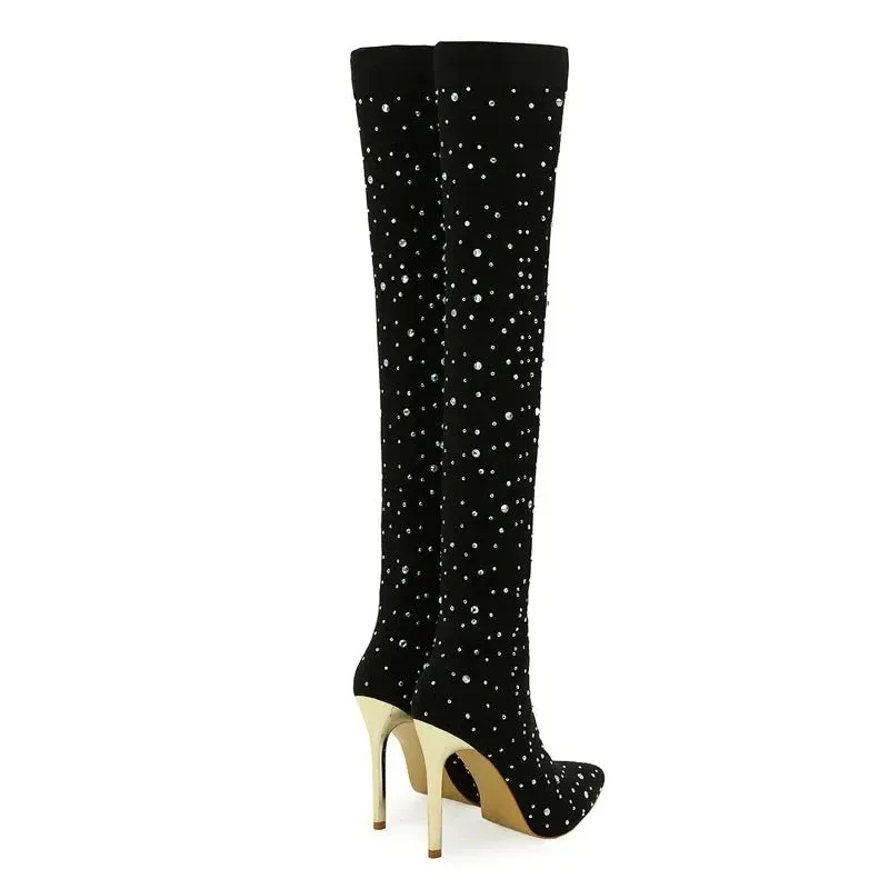 Crystal Socks Knee Boots