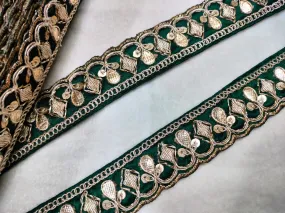 Dark Green Embellished Trim