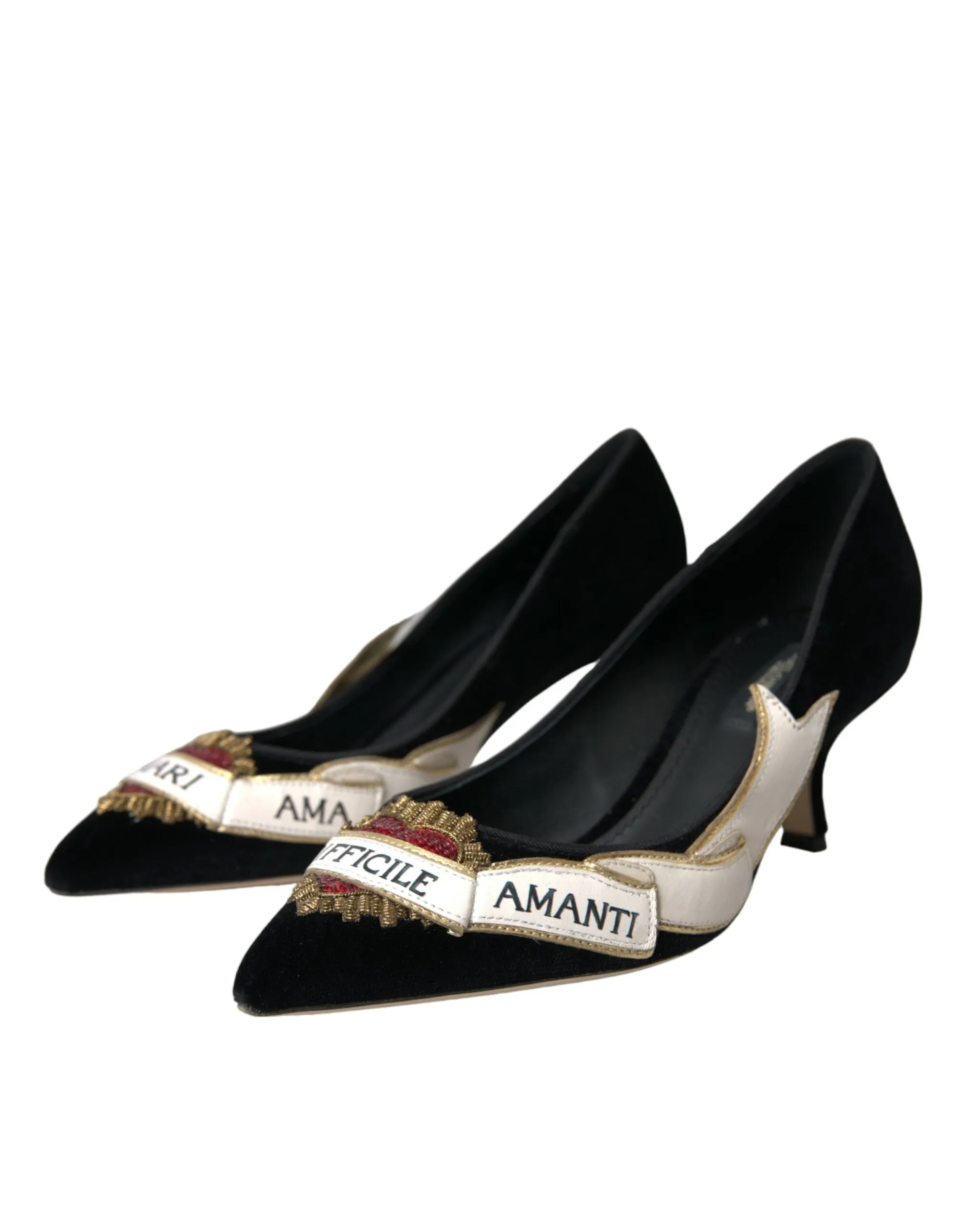 Dolce & Gabbana Black Suede Leather Amari Heels Pumps Shoes