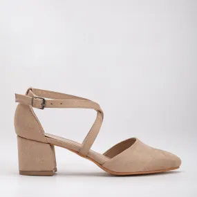 Dolly - Beige Suede Heels