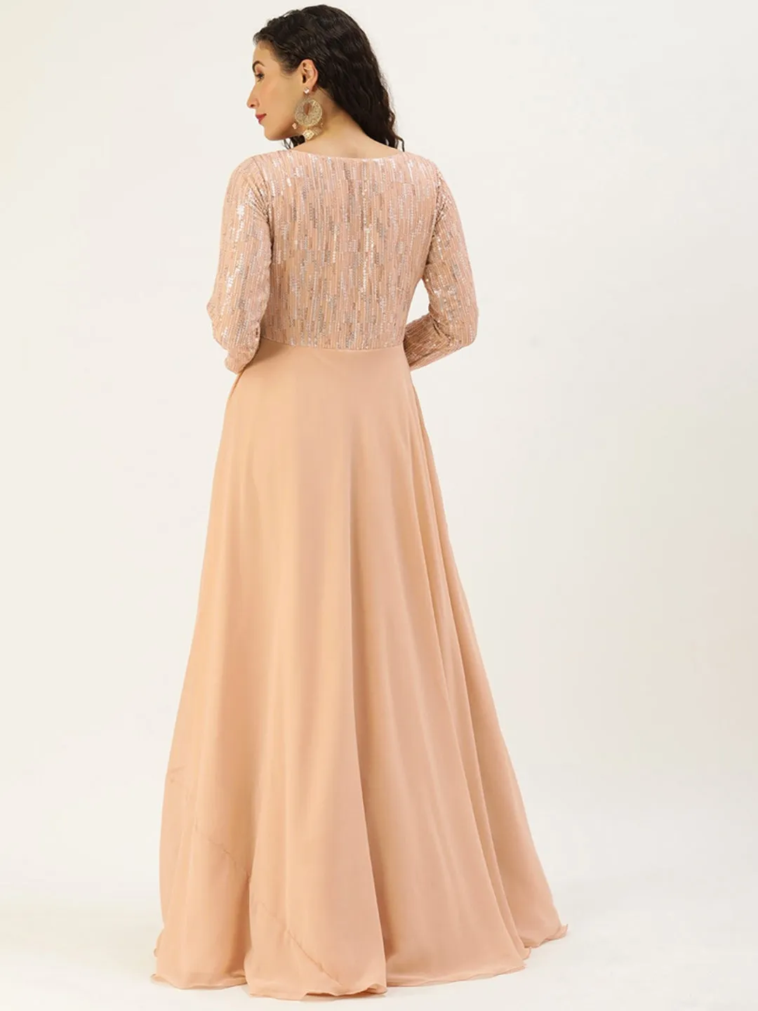 Dusty Pale Peach Embroidered Gown