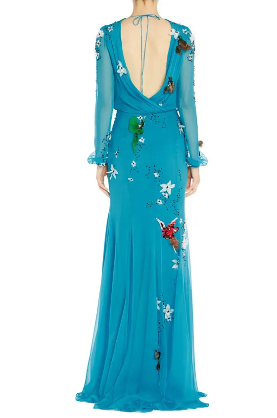 Electric Blue Long Sleeve Gown