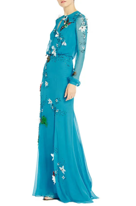 Electric Blue Long Sleeve Gown