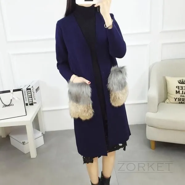 Elegant Women's Loose Coat With Faux Fur