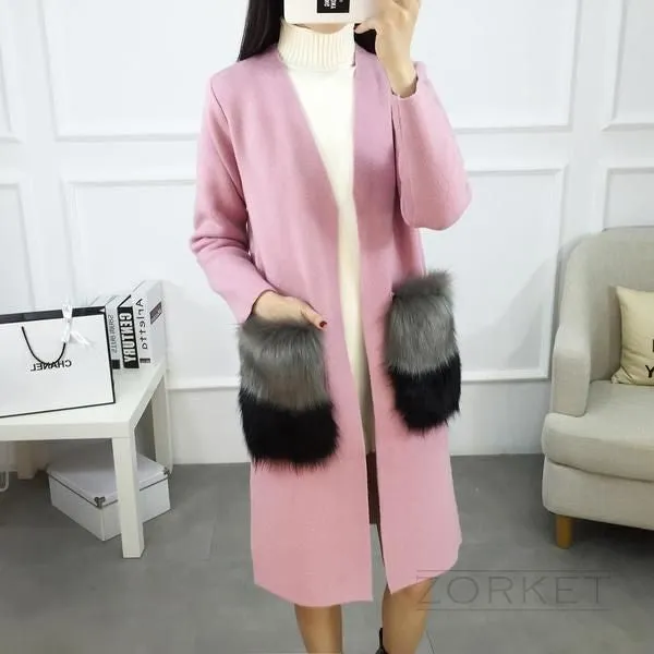 Elegant Women's Loose Coat With Faux Fur