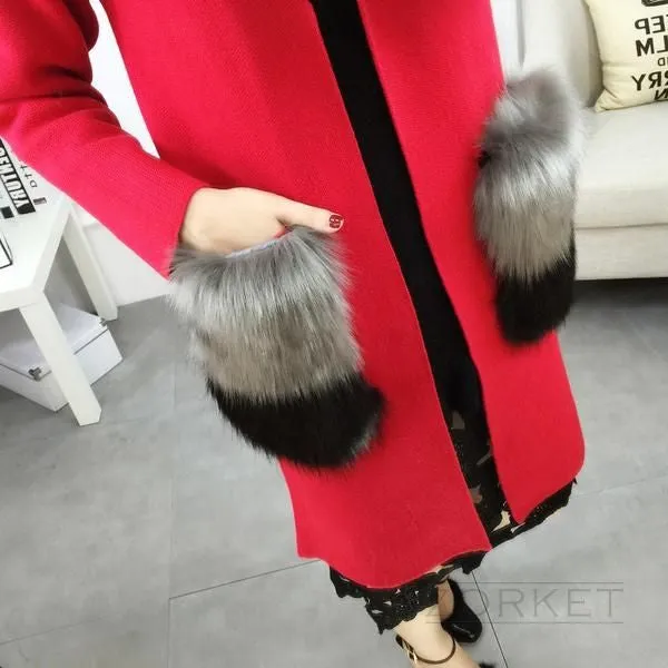 Elegant Women's Loose Coat With Faux Fur