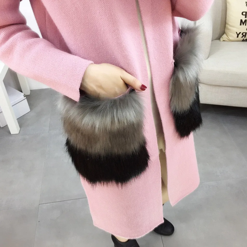 Elegant Women's Loose Coat With Faux Fur