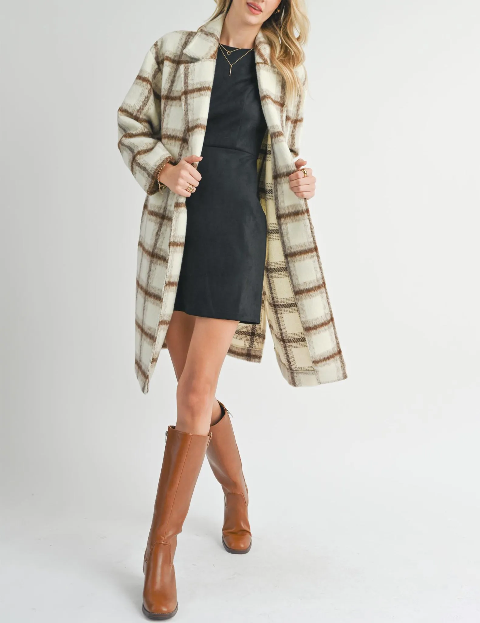 Emily Longline Plaid Coat