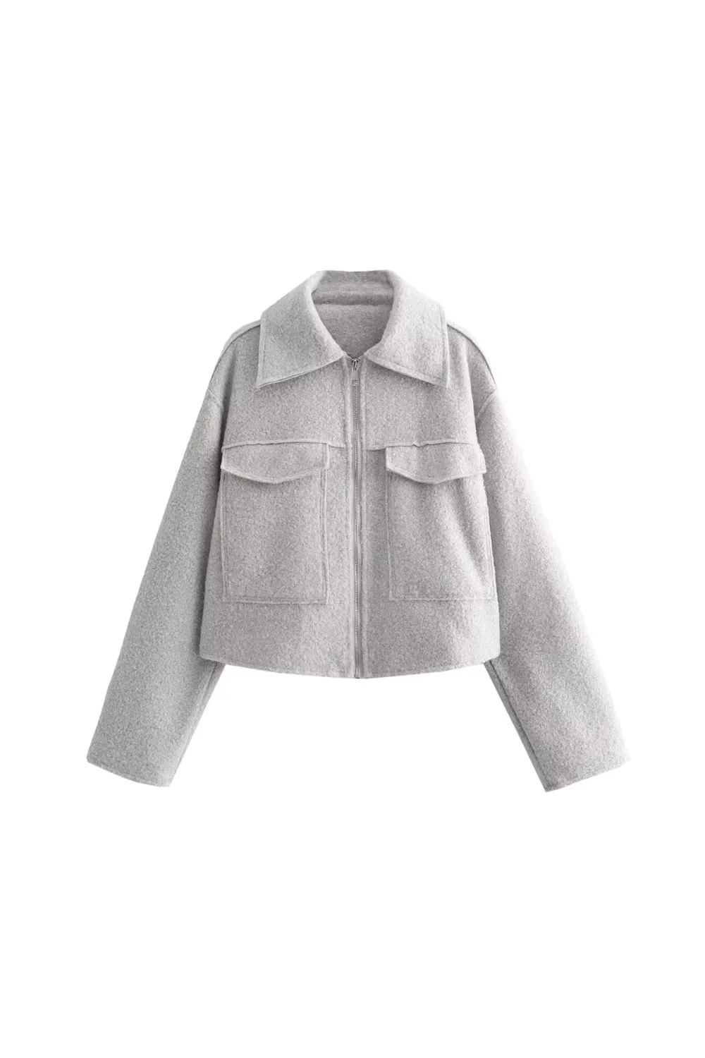 'Ethel' Zip-up Textured Short Jacket (3 Colors)