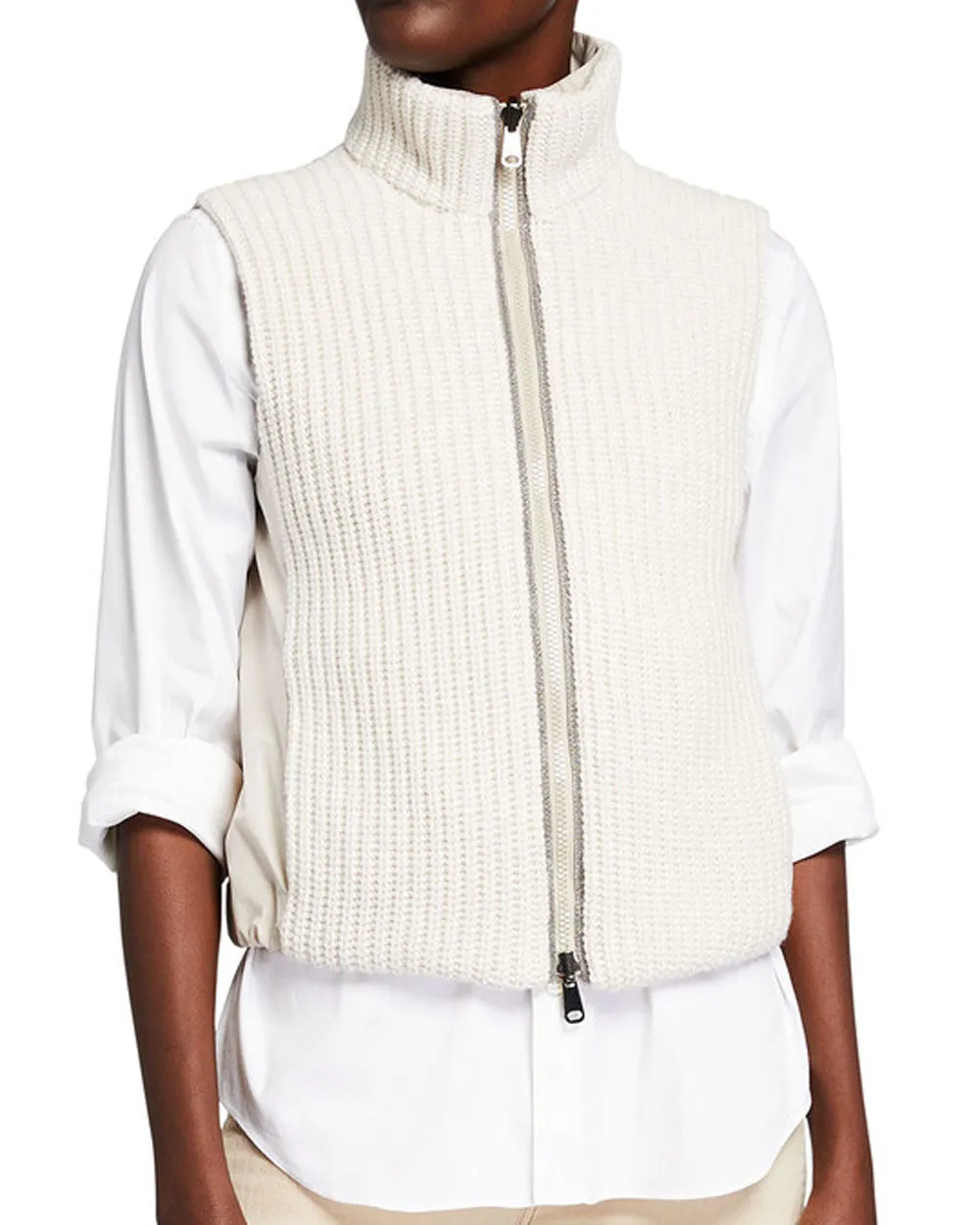 Gesso Cashmere Rib Reversible Vest