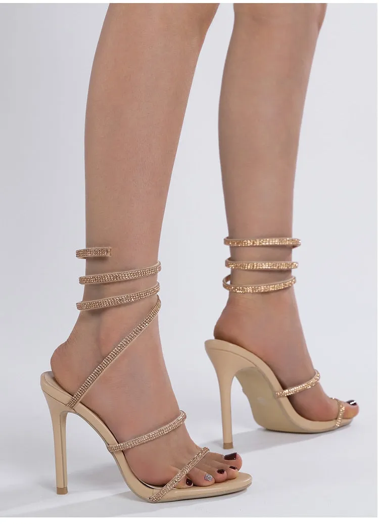 Gladiator Crystal High Heels