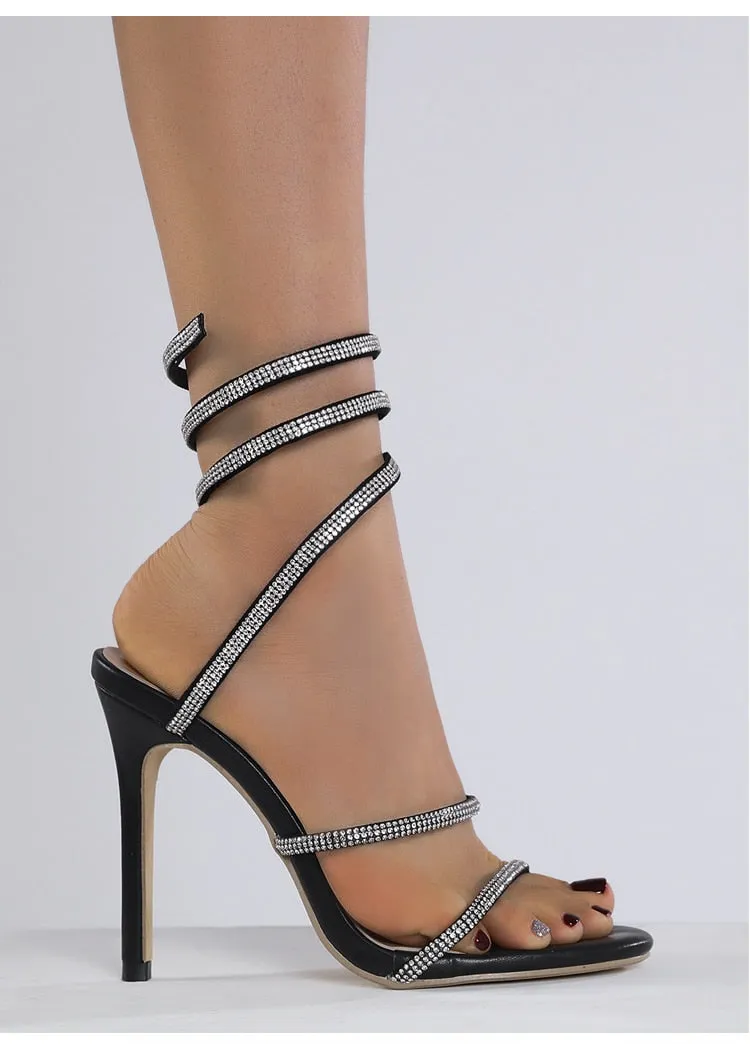 Gladiator Crystal High Heels