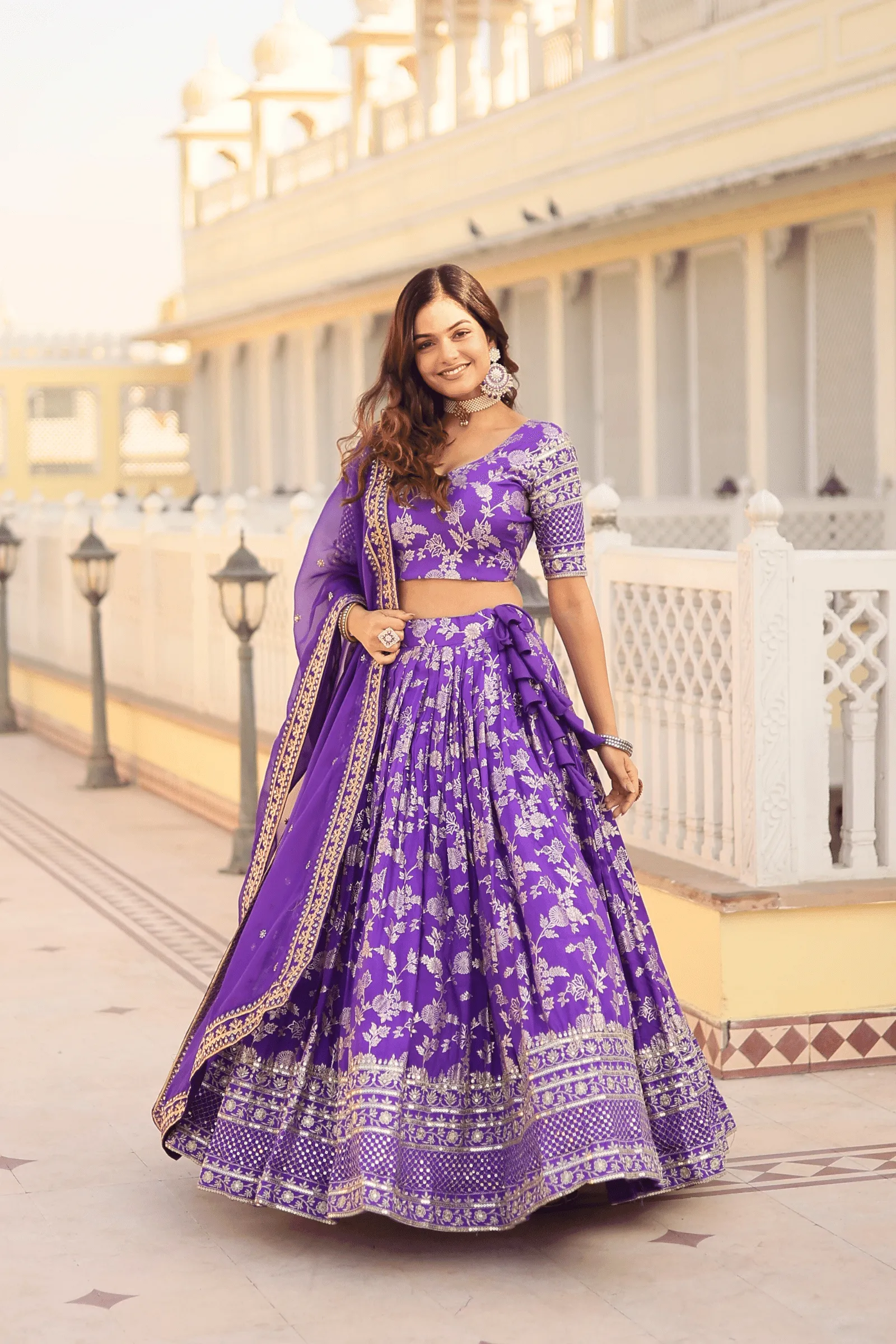 Glamwiz Jacquard Embroidered Lehenga Set