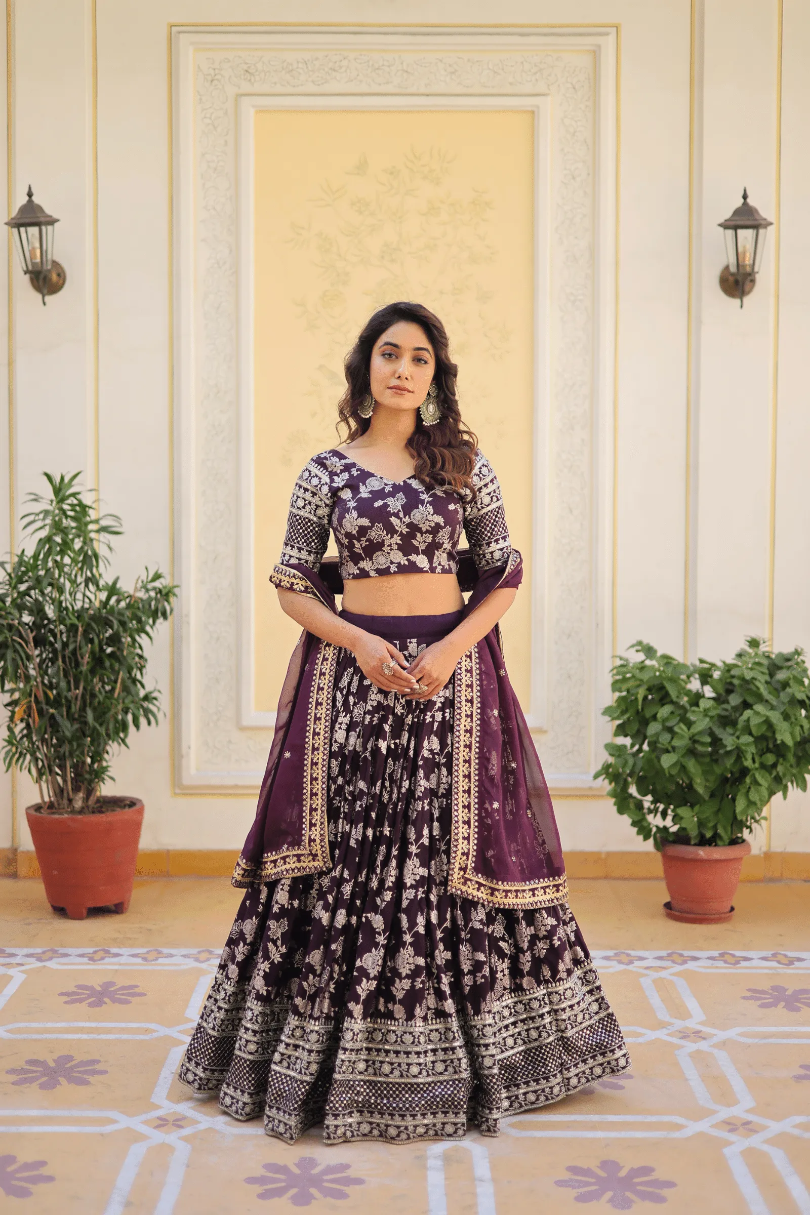 Glamwiz Jacquard Embroidered Lehenga Set