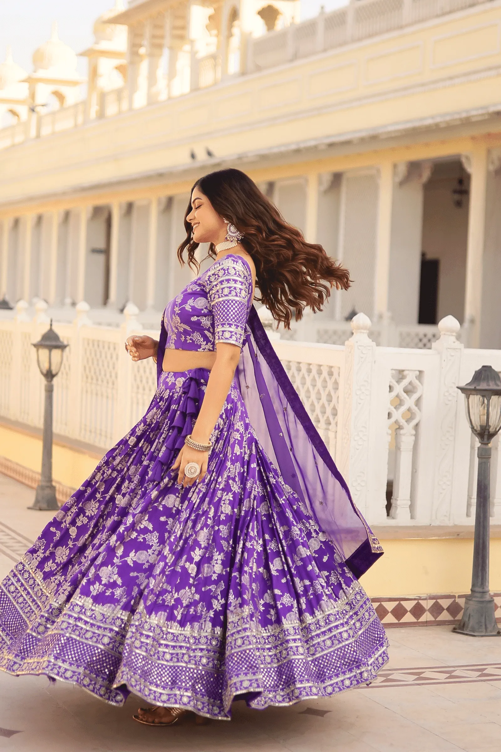 Glamwiz Jacquard Embroidered Lehenga Set