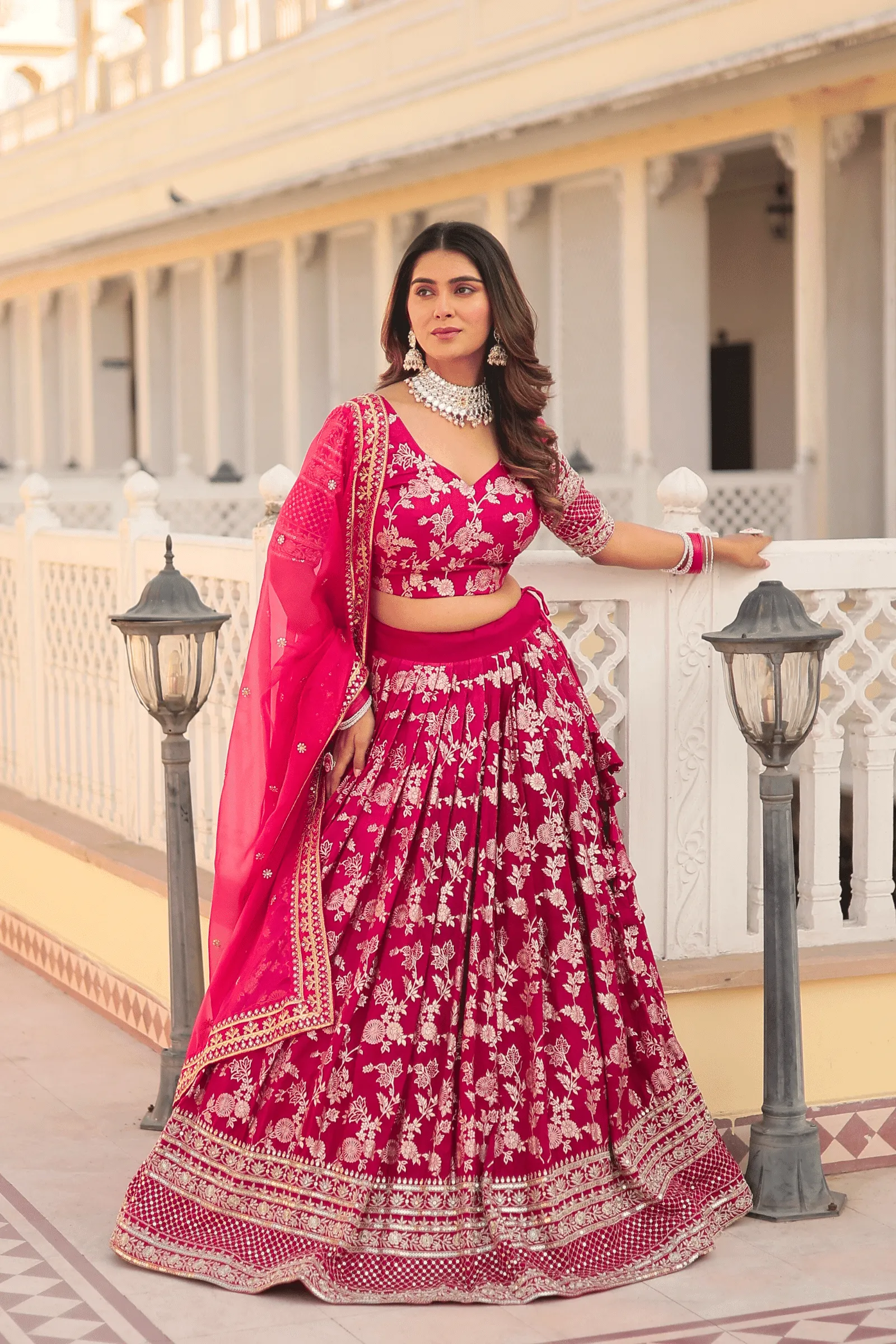 Glamwiz Jacquard Embroidered Lehenga Set