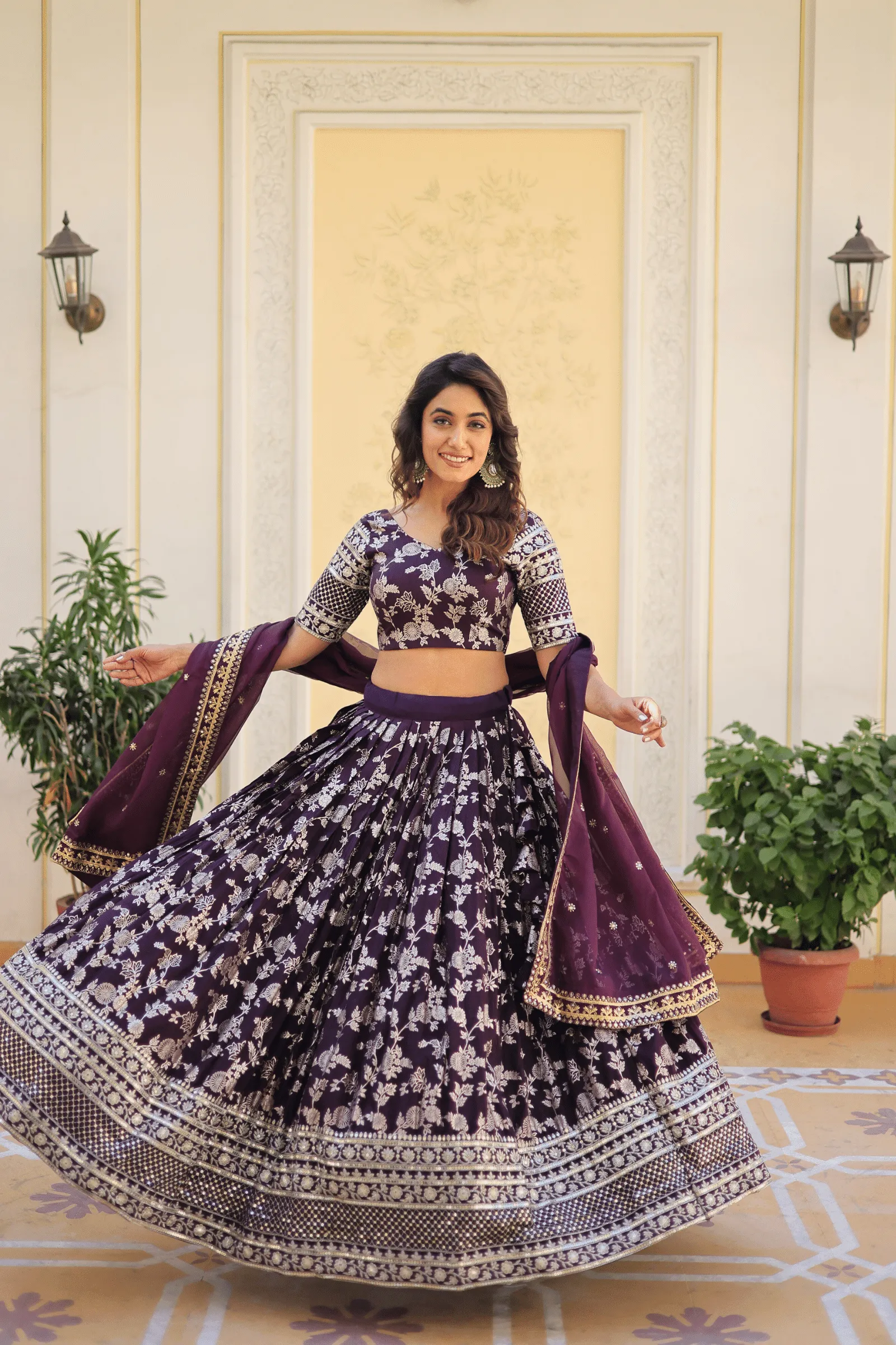 Glamwiz Jacquard Embroidered Lehenga Set