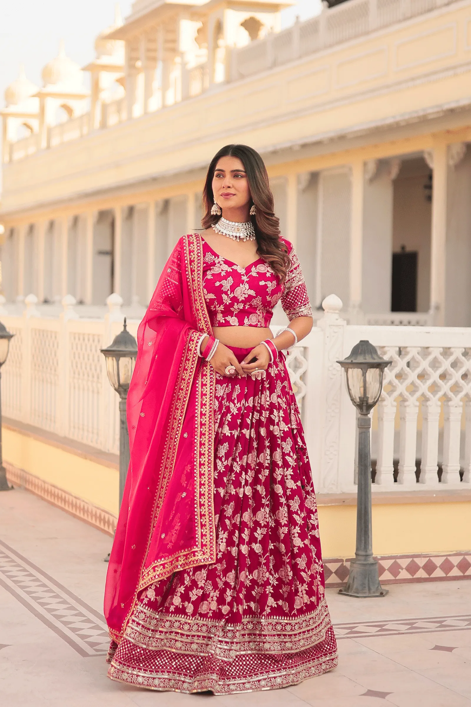 Glamwiz Jacquard Embroidered Lehenga Set