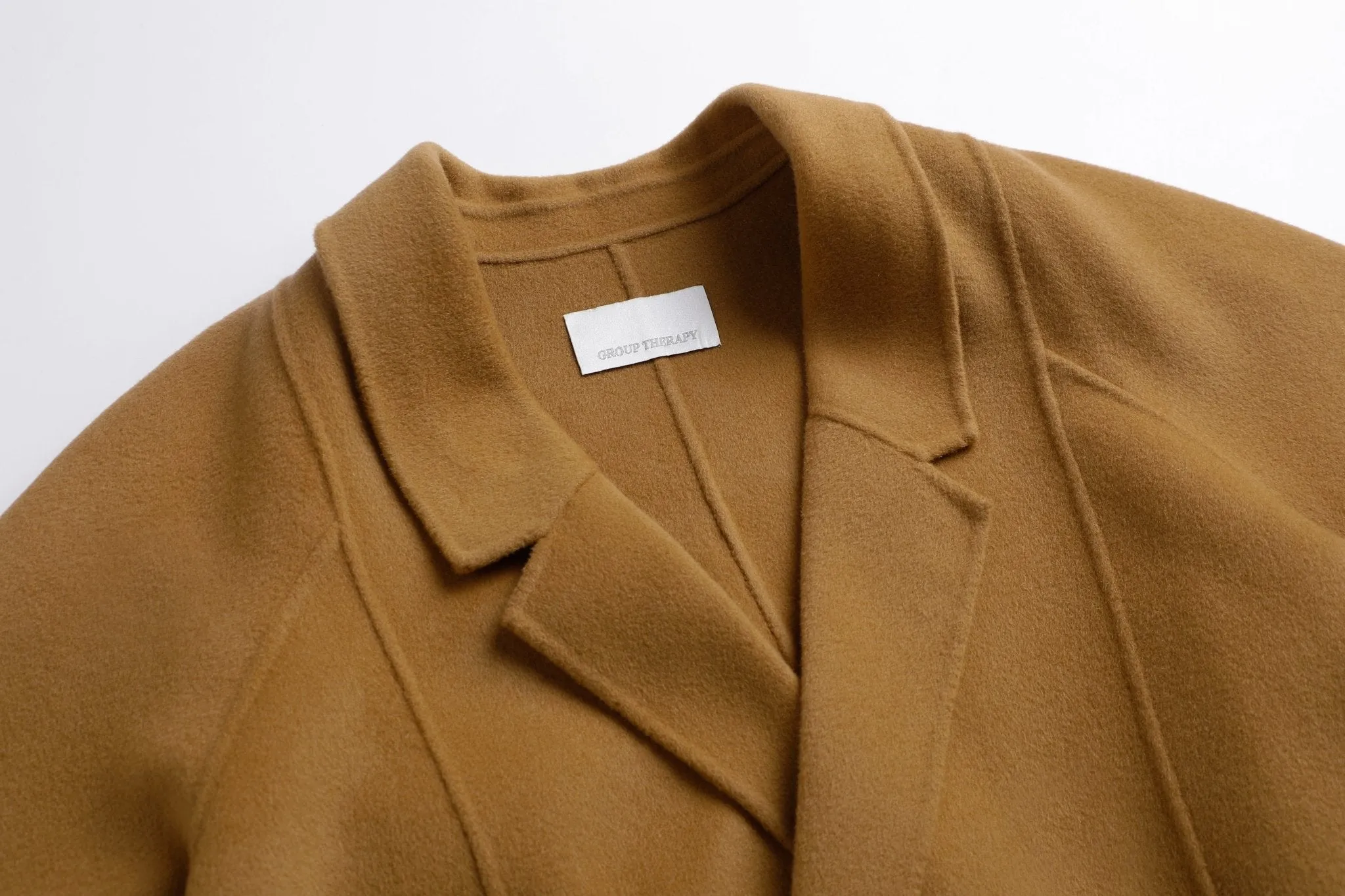 Golden Camel Round Shoulder Long Loose Cashmere Coat