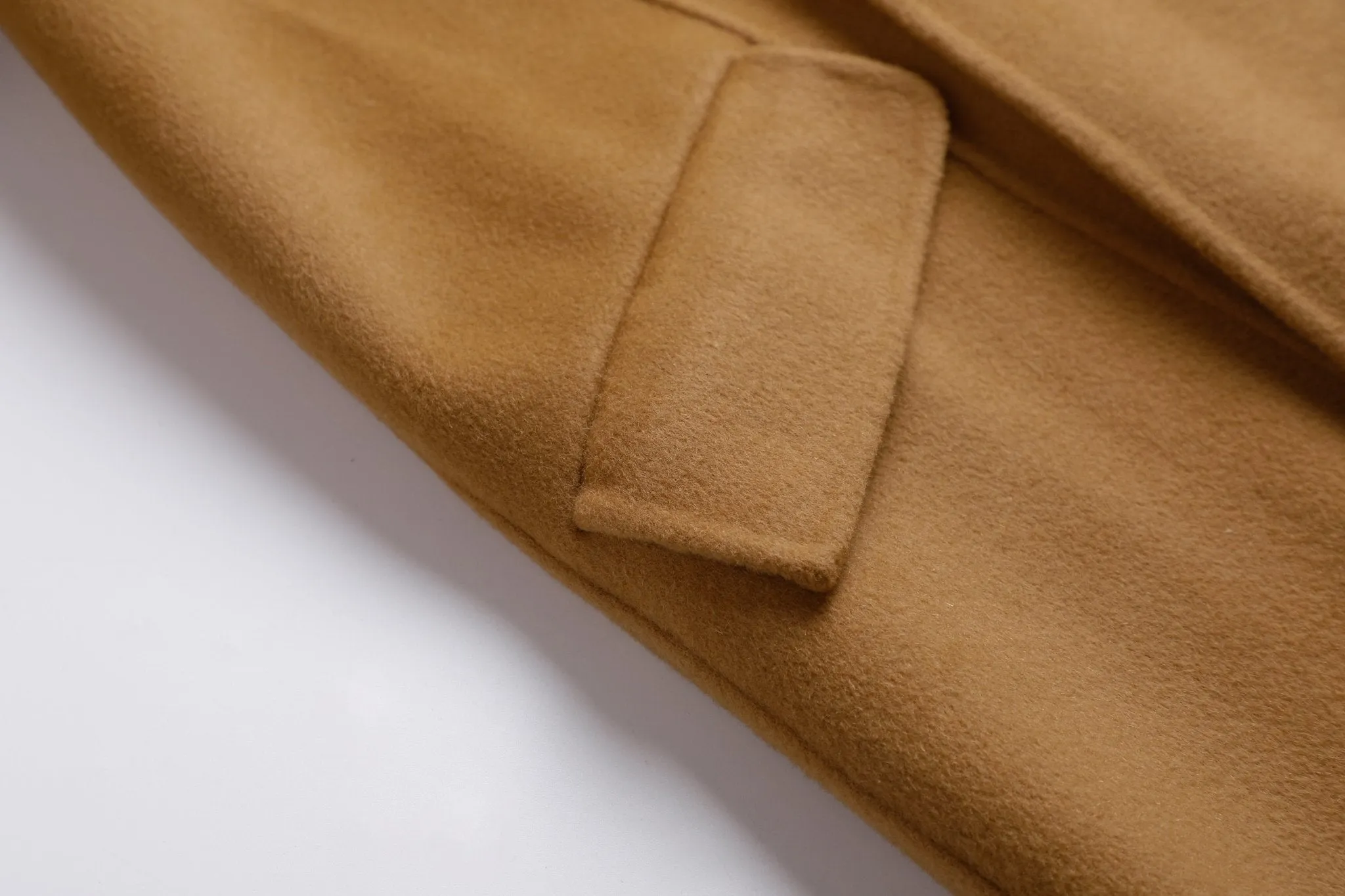 Golden Camel Round Shoulder Long Loose Cashmere Coat