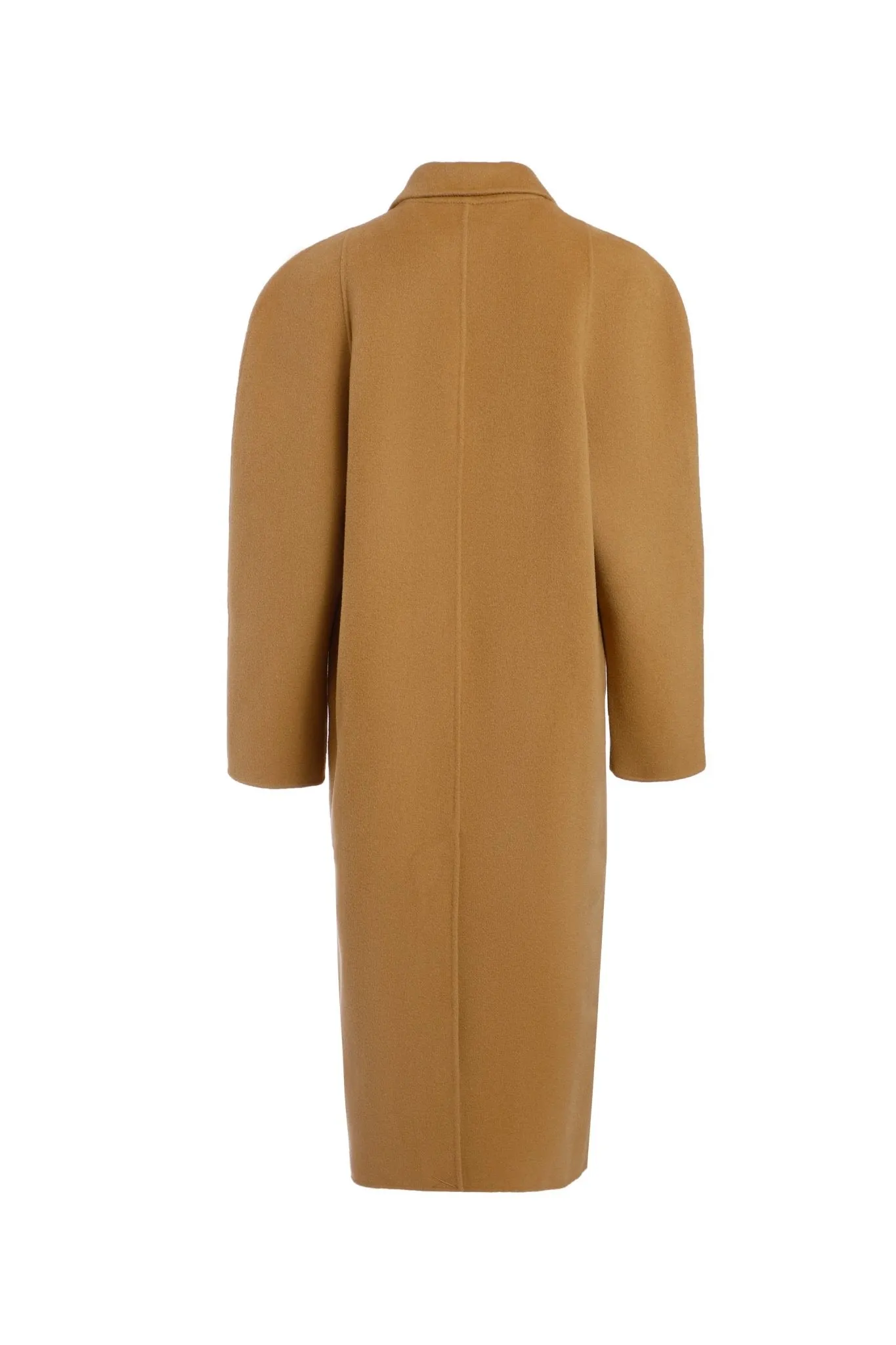 Golden Camel Round Shoulder Long Loose Cashmere Coat