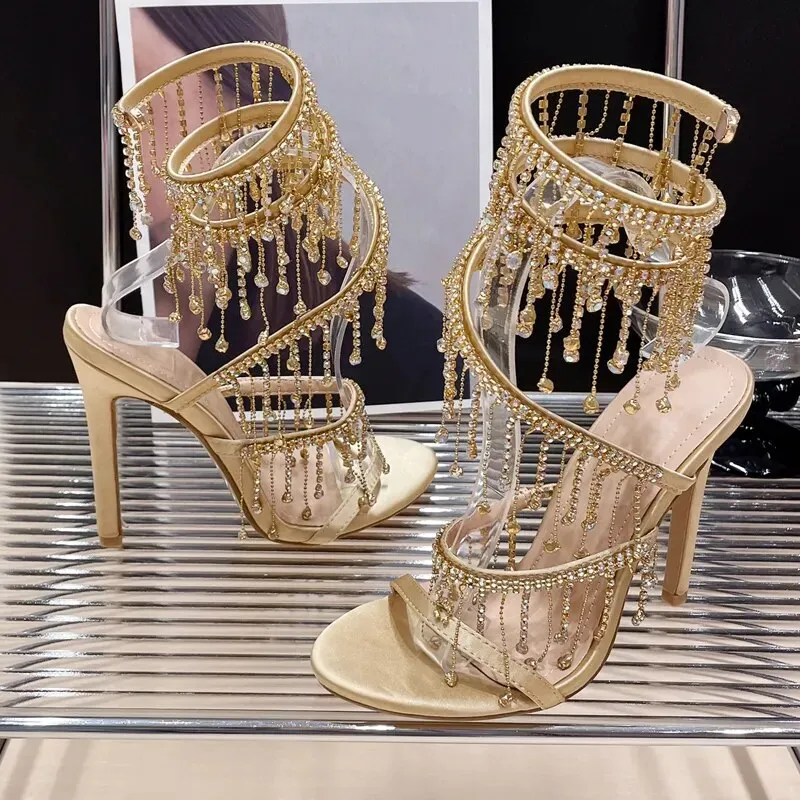 Golden Crystal High Heels