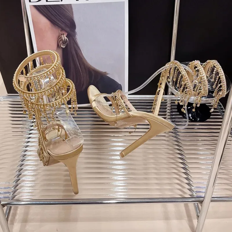 Golden Crystal High Heels