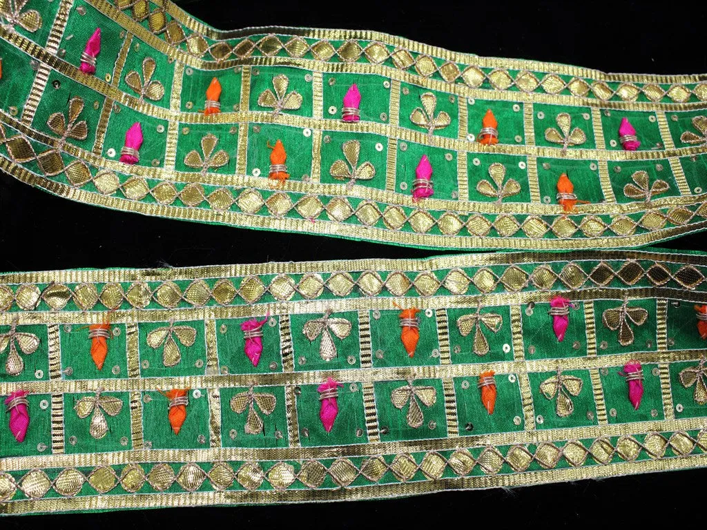 Green Traditional Gota Work Embroidered Lace