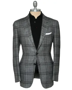 Grey and Charcoal Plaid Cashmere Silk Sportcoat