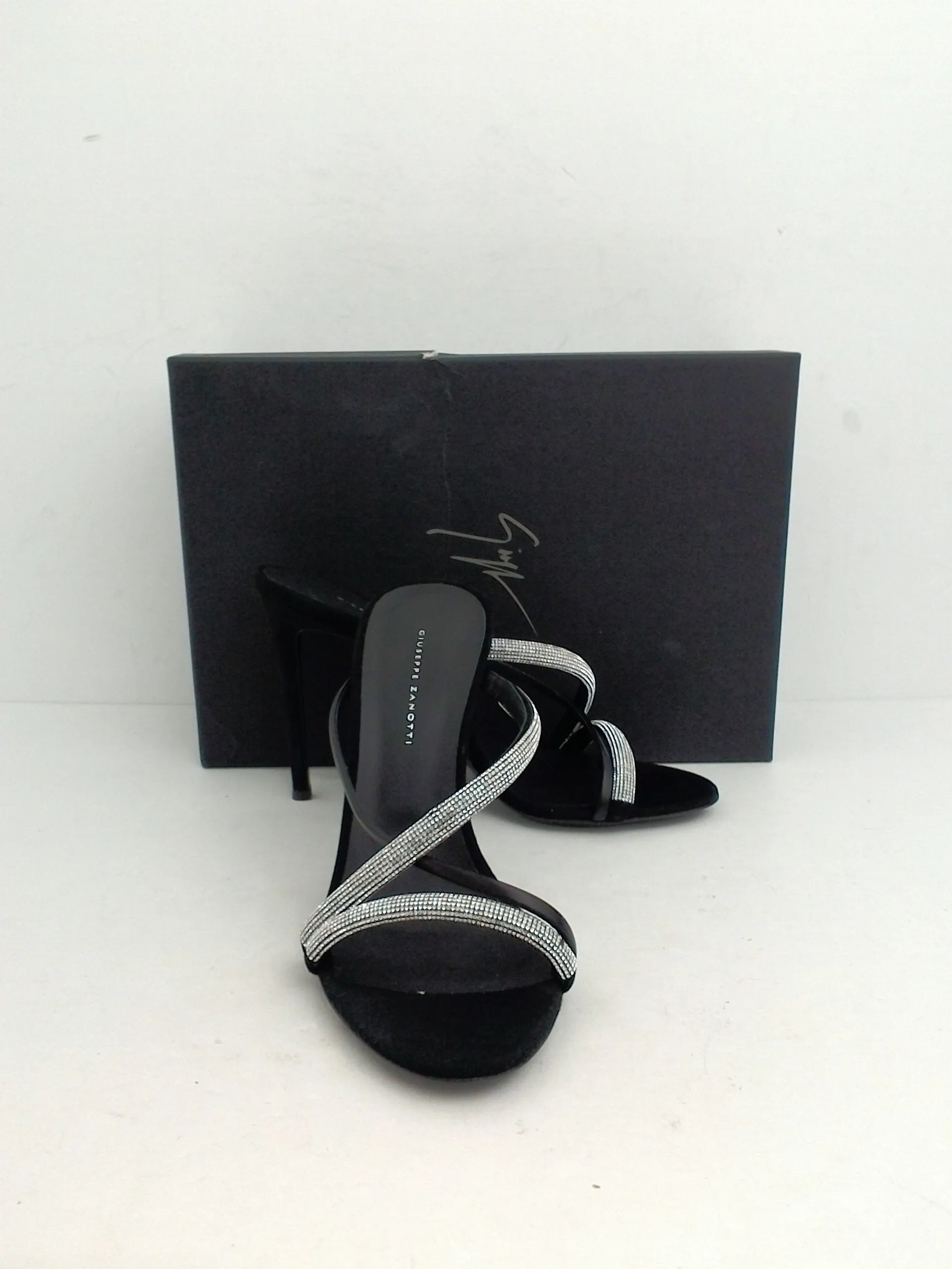 Guiseppe Zanotti Women's  Kanda Black / Silver Sandal Size 37.5