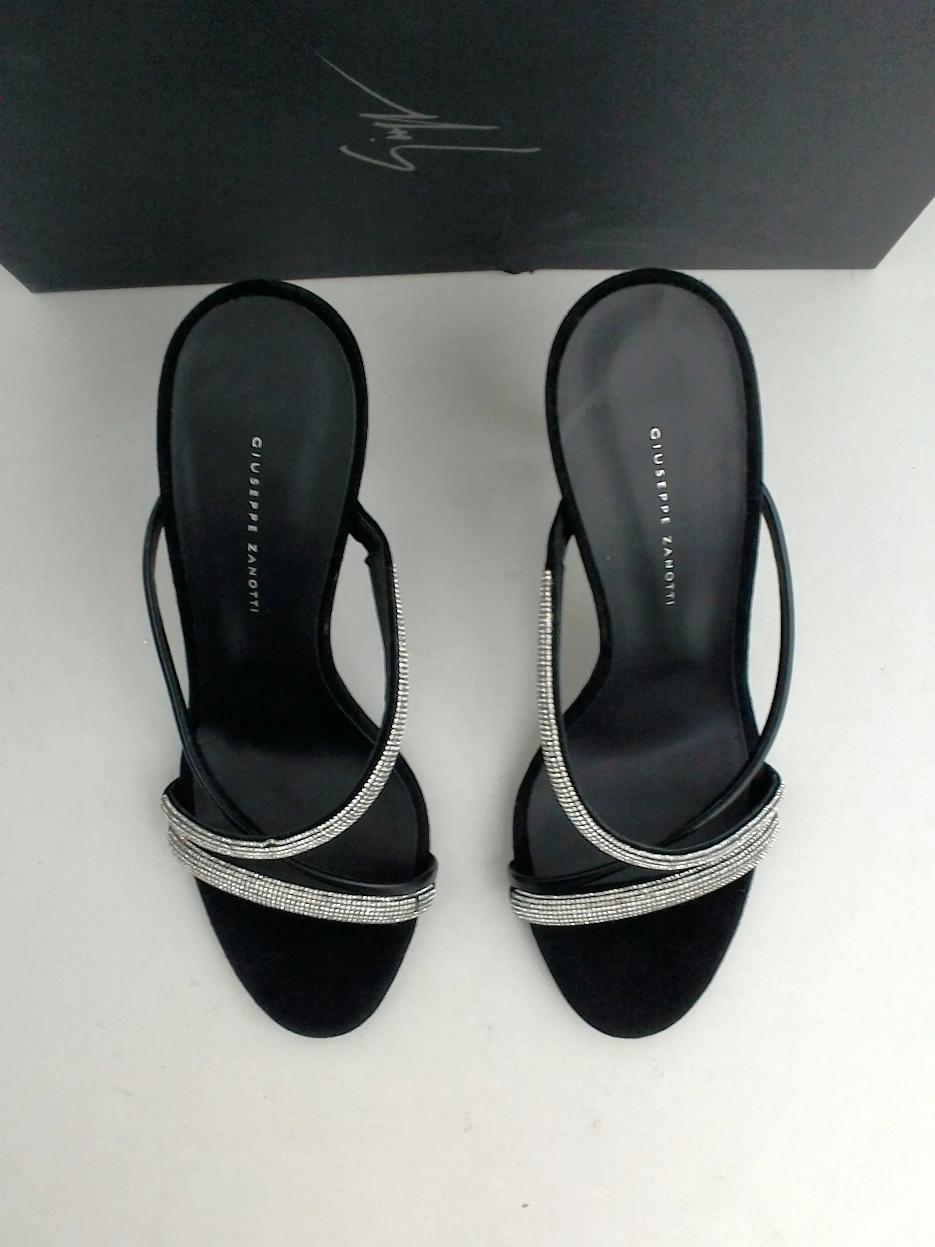 Guiseppe Zanotti Women's  Kanda Black / Silver Sandal Size 37.5