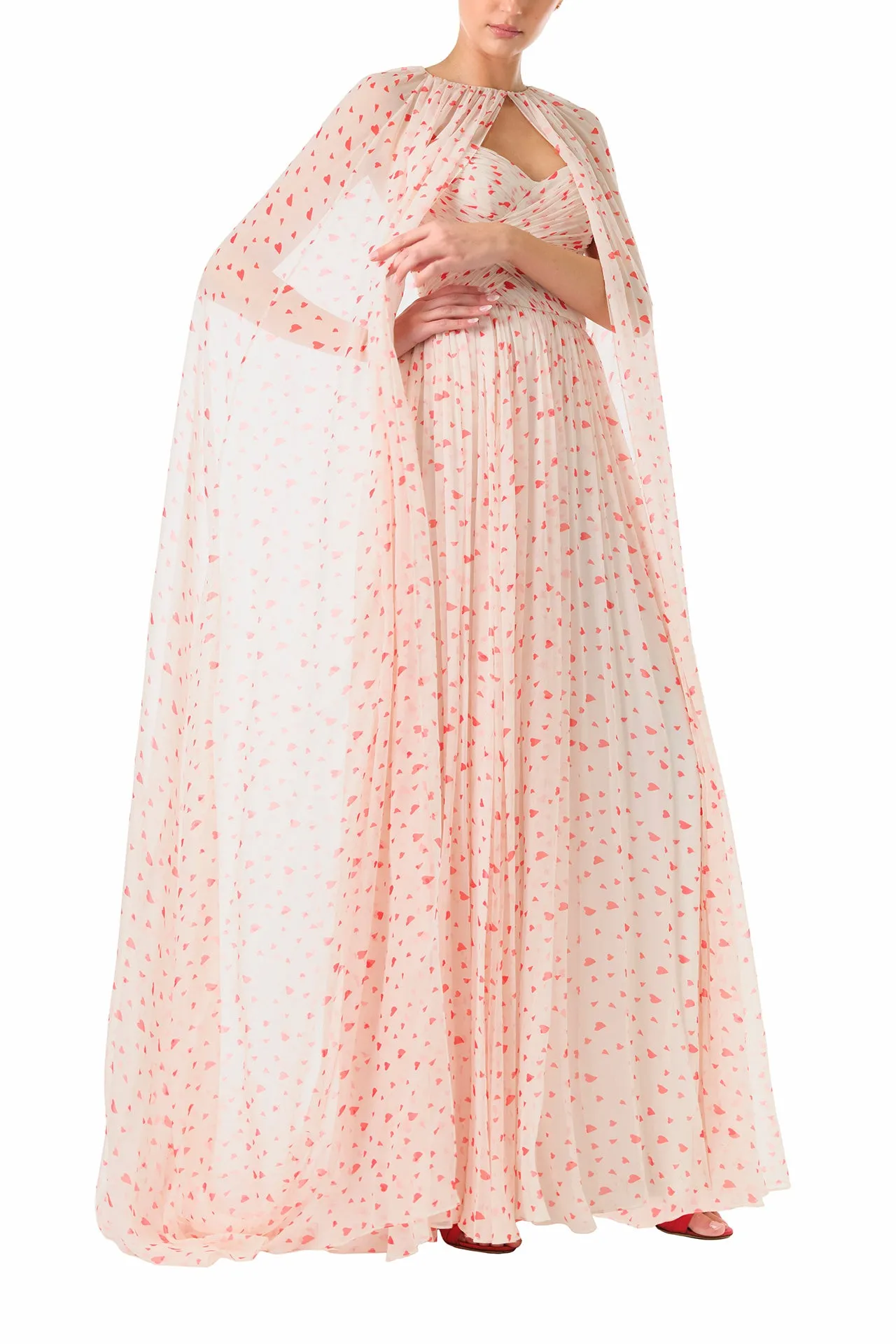 Heart Print Chiffon Gown