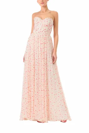 Heart Print Chiffon Gown