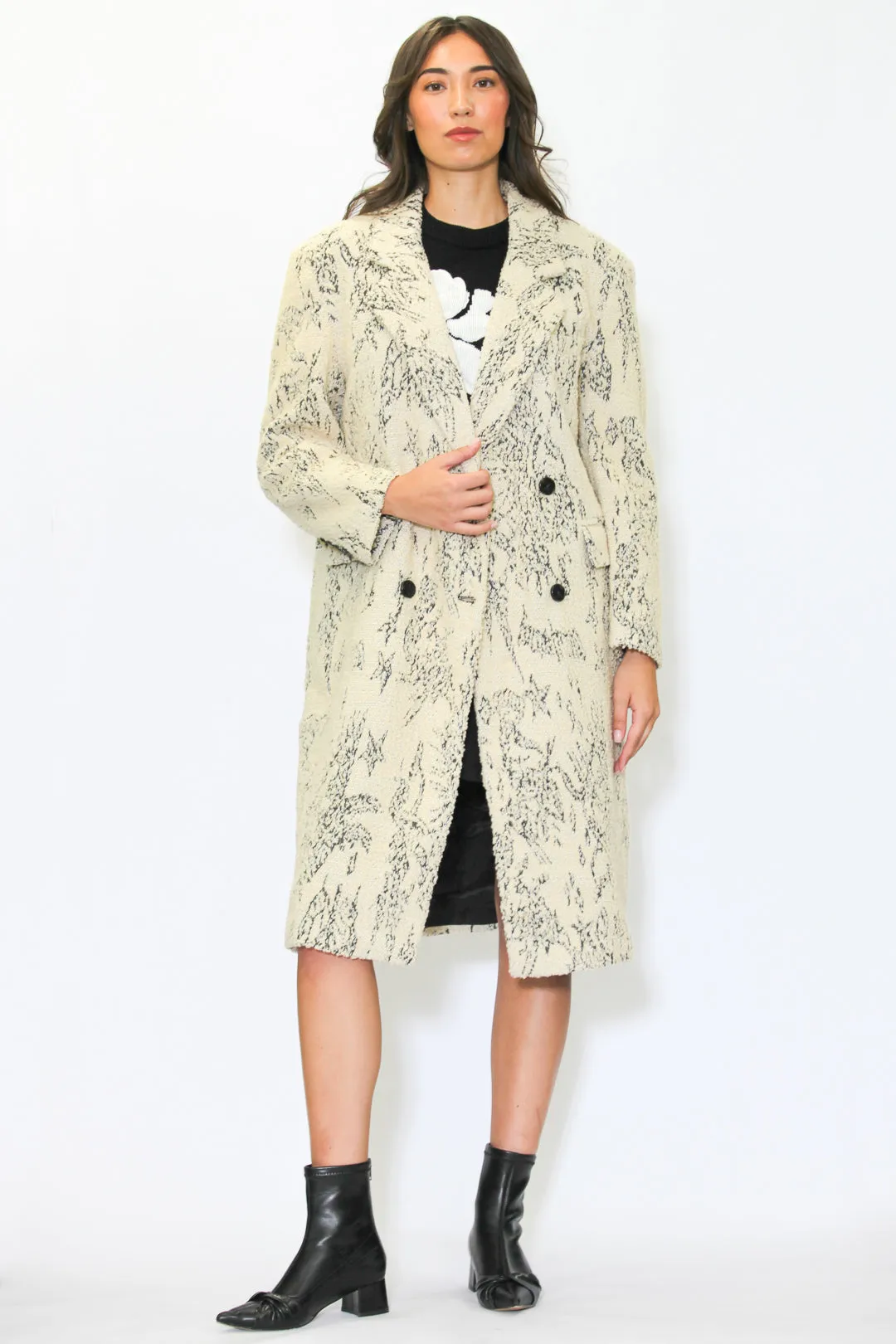 Heavy Wool Art Textured Beige Coat