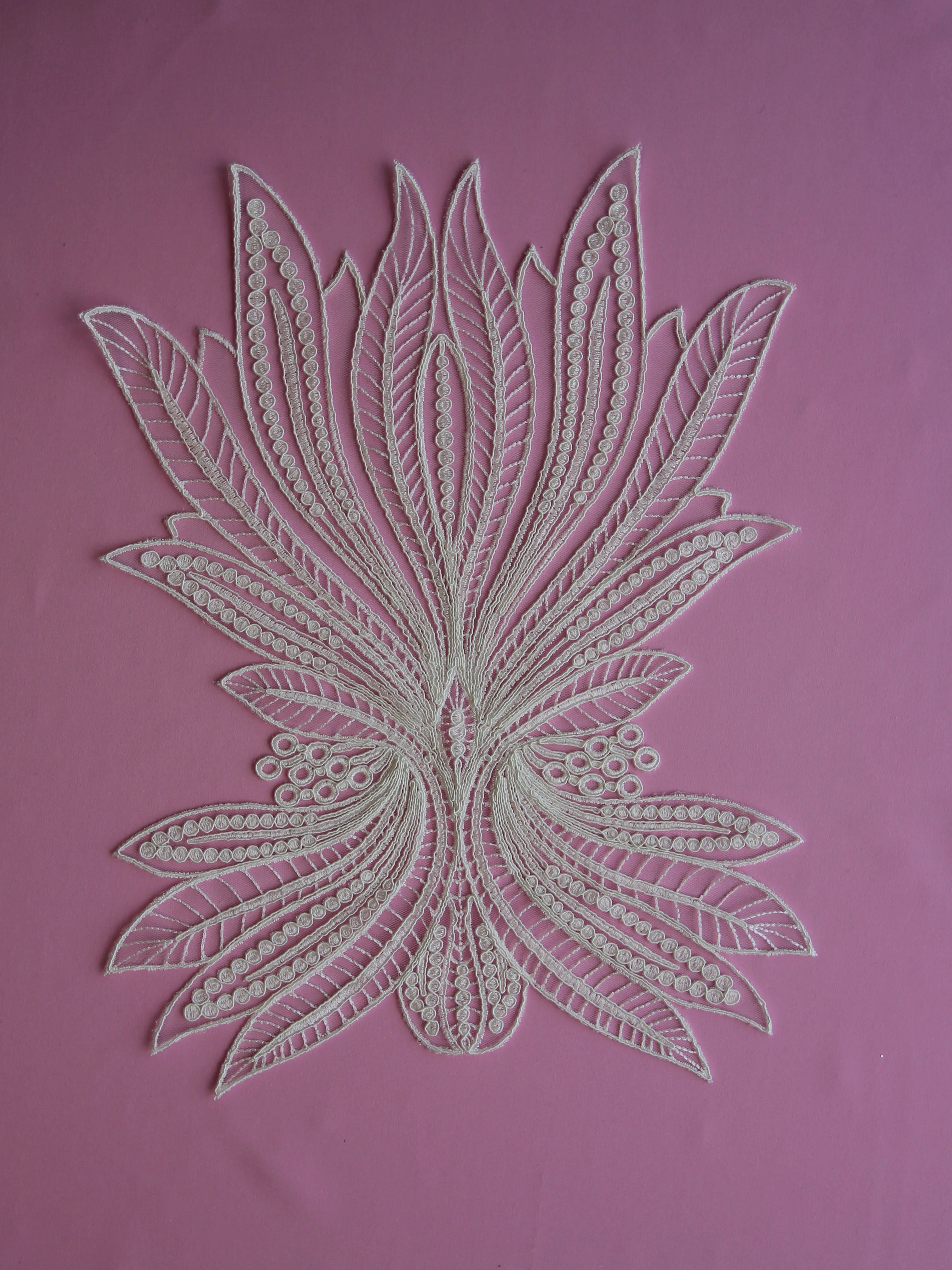 Ivory Large Corded Lace Applique - Fern