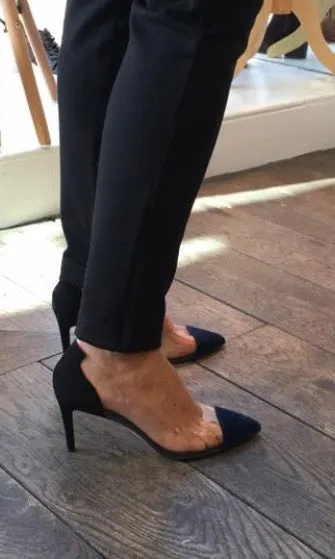 Jane Galland Black Suede and PVC Pumps